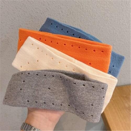 9 Colours Sports Headband Pure Color Hole Knit Scarf Elastic Sweat Headwear For Women