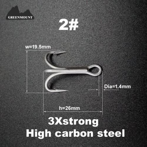 Wholesale number2# Fishing Treble Hooks HI-Q Fishing accessories High carbon steel 3xStrong