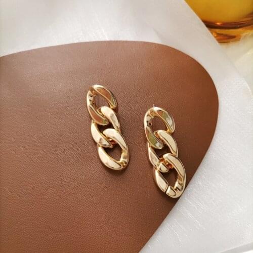 Mihan S925 needle Modern Jewelry Drop Earrings Golden Plating Simply Design Chain Metal Earrings For Girl Fine Accessories