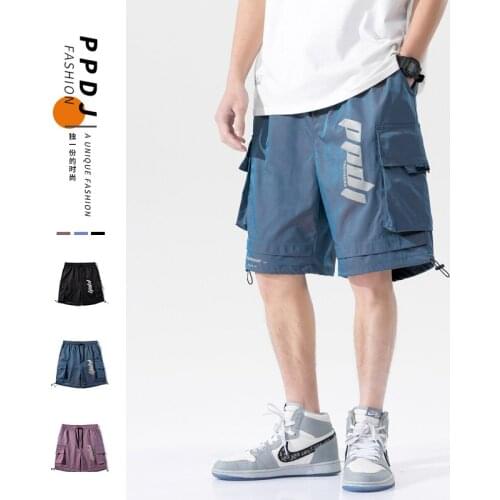 Summer Casual Shorts Men Hip Hop Streetwear Printing Mens Beach Shorts 2021 Japanese Style Men Loose Knee Length Pants