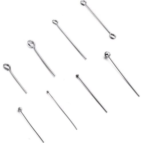 100pcs/lot Stainless steel Eye Pins Findings Eye Head Pins For Jewelry Making DIY Supplies Accessories