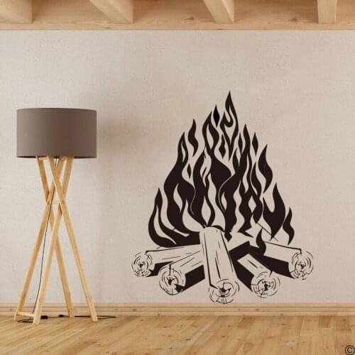 Modern Nordic Bonfire Campfire Camping Fire Fireplace Wall Sticker Entryway Living Room Fire Place Wall Decal Bedroom Vinyl