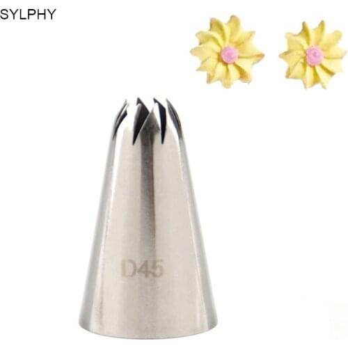 SYLPHY #D45 Rotating Cream Cake Decoration Piping nozzle Pastry Tools Stainless Steel Icing Tips Cupcake Head