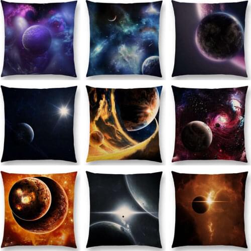 Mysterious Universe Vast Outer Space Beautiful Planets Gorgeous Radiance Colourful Stars Cushion Cover Sofa Throw Pillow Case