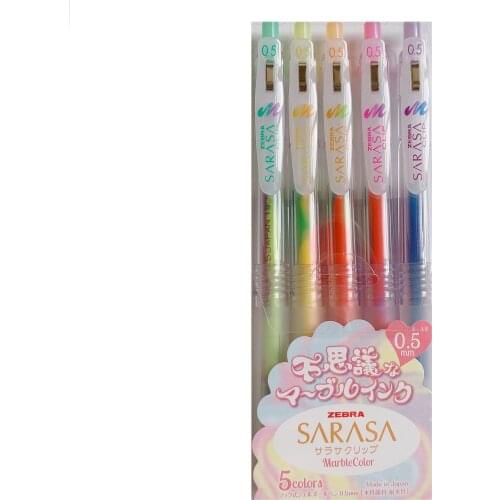 Zebra JJ75 SARASA CLIP Marble Color 5 Colors Set Gel Pens 0.5 mm Japan