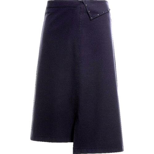 Gowani women elegant asymmetrical flat A-line mid- length career skirt
