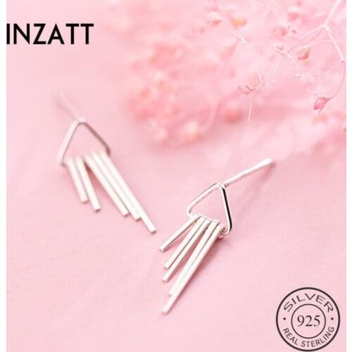 INZATT Real 925 Sterling Silver Minimalist Tassel Stud Earrings For Fashion Women Fine Jewelry Trendy 2019 Accessories Gift