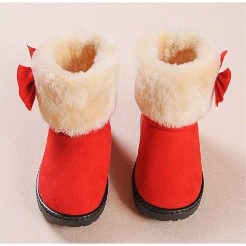 Winter Children Shoes Girls Boots Kids Snow Shoes For Teenagers Fashion Toddler Baby Ankle Boots Bowtie Warm Cotton Shoes 21-38