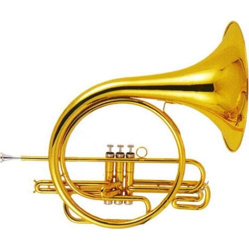 Gold lacquer 3 Piston Marching French horn Tone Bb
