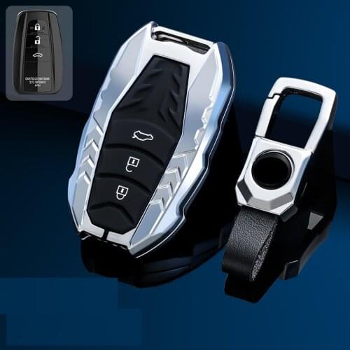 1pc Top Grade New Zinc Alloy Silica Gel Car Key Case Cover Shell for Toyota Camry C-HR CHR Avalon 2018 2019 2020 2/3Button key