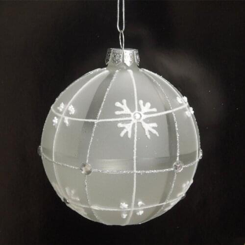 16pcs/pack Diameter=8cm Hand Painting Glass Globe Surface White Powder Ornaments Christmas Tree Decorative Glass