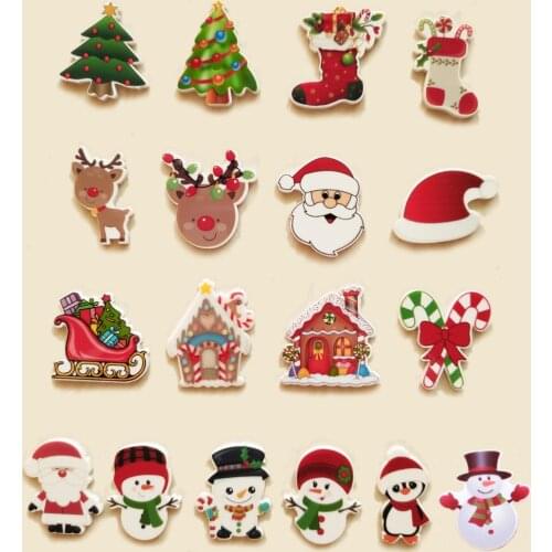 180pcs 18 Styles Mixed Merry Christmas Santa Claus Snowman Flatback Planar Resin Cabochon DIY Craft Embellishments Decorations