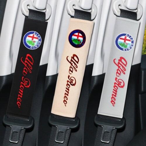 2 pcs/set Car seat belt cover cotton embroidery pattern Car accessories for Alfa Romeo 159 147 156 Giulietta Mito Car Styling