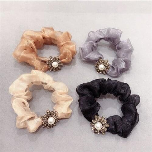2020 FANSSEE Fashion Girls hair accessories rustic pearls flower beaded pearl headband rubber band elastic hair bands