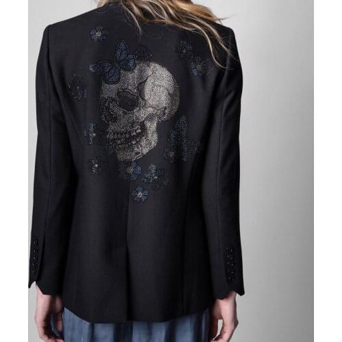 2021 Autumn and Winter Classic Fashion Diamond Skull Suit Casual Blazer Jacket Women