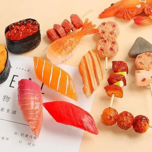 Handmade Simulated Food Refrigerator Magnets 3D Decorative Salmon Fridge Magnets for Home Kitchen Decor Sushi Message Sticker