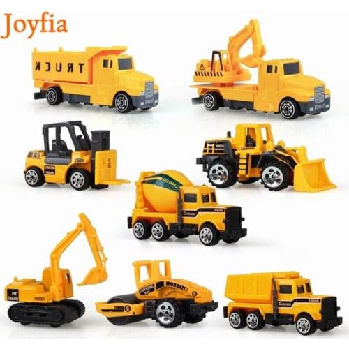 8Pcs/Set Mini Alloy Engineering Car Model Tractor Toy Dump Truck Excavator Forklift Model Classic Toy Vehicles Gift For Boys