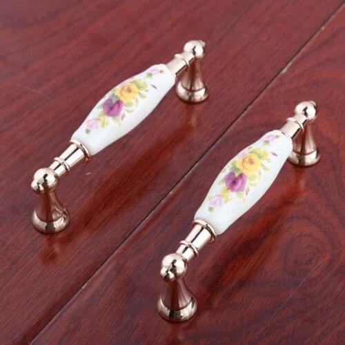 96mm modern fashion rural ceramic furniture handles rose gold win cabinet dresser tv tabinet drawer pulls knobs handles