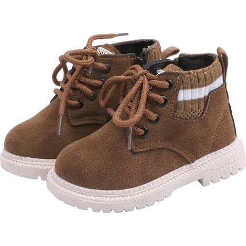 Kids Shoes for Girl Snow Boots Fashion Stripe Autumn Winter Baby Girl Shoes Boys Ankle Boots Infant Toddler Sneakers Size 21-30