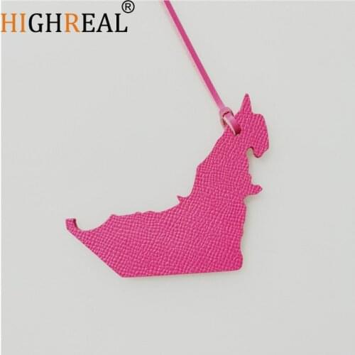 Famous Brand Luxury Fashion Genuine Leather The United Arab Emirates Map Keychain For Keys Women Bag Charm Backpack Pendant