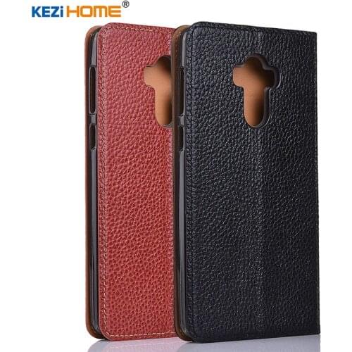 Case for ZTE Axon 7 Max 2017 C2017 KEZiHOME Litchi Genuine Leather Flip Stand Leather Cover For ZTE Axon 7 Max 2017 6.0'' cases