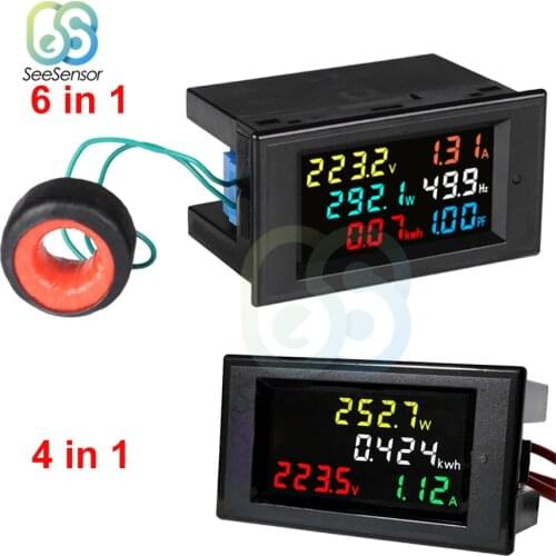 AC Voltmeter Ammeter LCD Digital Voltage Current Power Energy Meter Panel AC 80-300V AC 200-450V 0-100A HD Color Screen