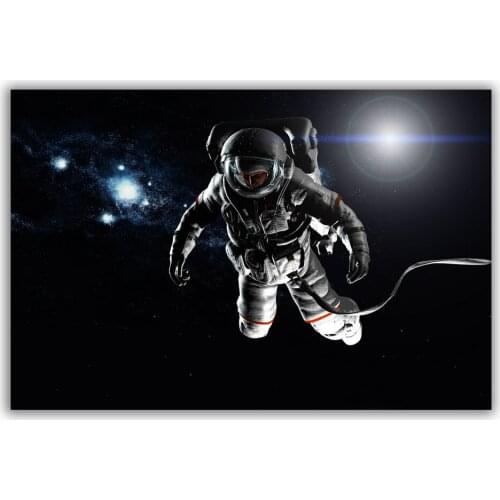 HT028 Spectacular Universe Earth And Moon Space Station Astronaut Silk Fabric Poster Art Decor Indoor Painting Gift