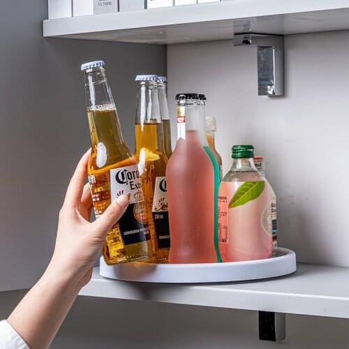 Kitchen exquisite rotating round shelf storage rack Kitchen bathroom non-slip double-layer storage rack Cosmetic storage rack