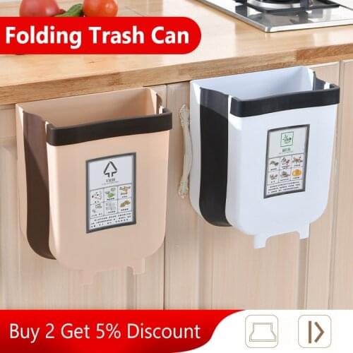 Kitchen Folding Trash Can Foldable Dustbin Garbage Rubbish Bin Car Garbage Can Recycle Hangable Garbage Bin Kitchen Accessories