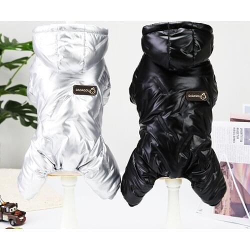 Pet Four Legged Cotton Padded Jacket Teddy Jumpsuits Pomeranian Classic Hooded Coat Chihuahua Costume