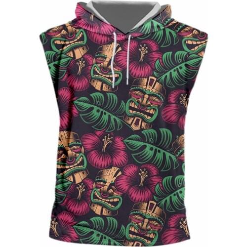 IFPD EU Size Hooded Tank Top Hot 3D Sleeveless Shirt Animal Print Leaves Flower Summer Casual Plus Size Male New Summer Vest