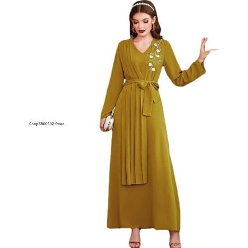 Muslim Dress Women 2021 Abaya Dubai Moroccan Caftan Evening Dresses Elegant Turkey Islam Clothing Robe Longue Femme Musulmane