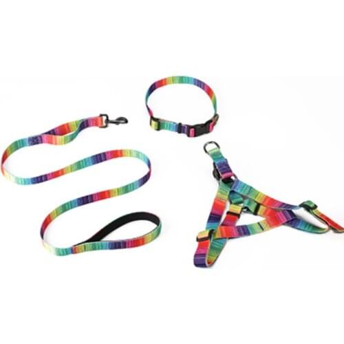 Nylon Dog Pet Harness Collar Leash Lead Set Three-Piece Dog Chest Straps Accessories For Small Medium Large Dogs Pit Pull dog