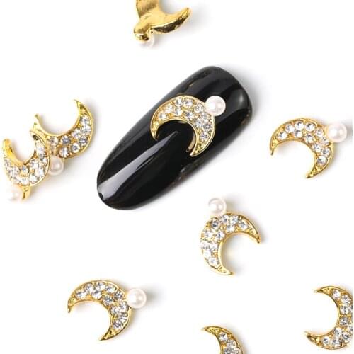 2019 new 10 pieces crystal bright pearl nail rhinestone alloy Nail Art decorations glitter DIY 3D nail jewelry pendant