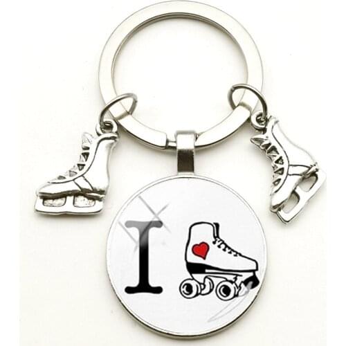 New Charm Skate Pendant Keychain Skating Sport Glass Keychain Art Cute Keychain Jewelry