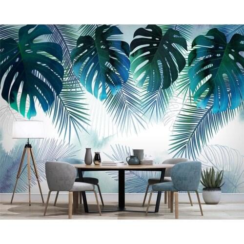 Beibehang Customized modern papel de parede wallpaper Nordic hand drawn fresh tropical plants flowers and birds background