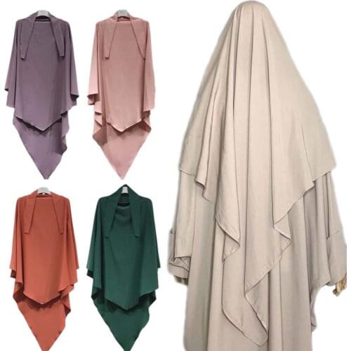One Piece Large Khimar Muslim Women Hijab Overhead Prayer Scarf Islamic Jilbab Burka Full Cover Kaftan Clothing Worship Service