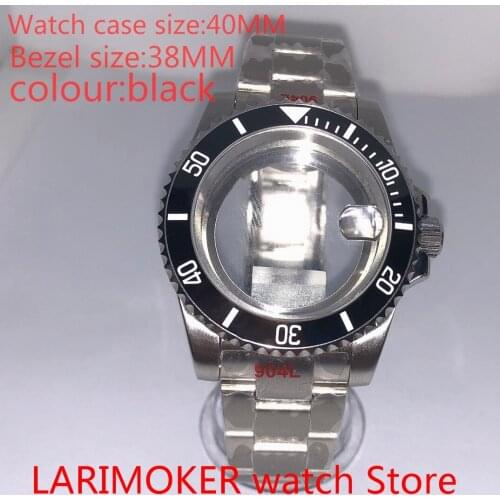 Suitable for NH35 NH36 Miyota 8215 40 mm sapphire glass 904L stainless steel case transparent back with bezel black