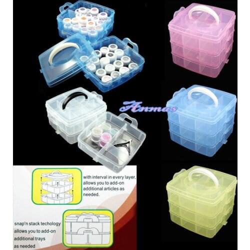 MULTI PLASTIC Storage Empty 3 layer BOX CASE NAIL ART CRAFT MAKEUP Box