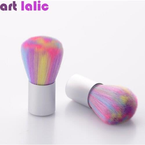 Rainbow Pink Color Soft Nail Cleaning Brush Acrylic UV Gel Powder Dust Remover Tool Manicure Nail Care DIY Salon Tool