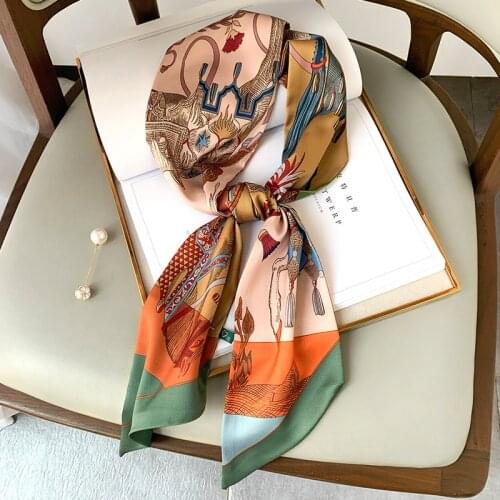 Horse Print Scarf Women Narrow Silk Scarf Bag Skinny Scarves Luxury Brand Design Wrist Towel Foulard Neckerchief Headband Ladies