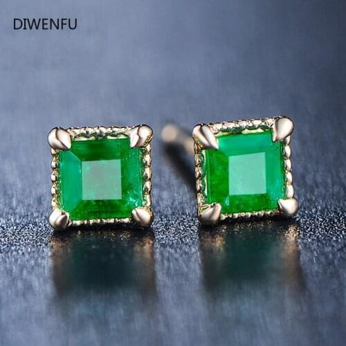 Emarald 18K Yellow Gold Jewelry Stud Earrings for Women Round Simple Crown Jade Earrings Fine Valentine gold Jewelry for Women