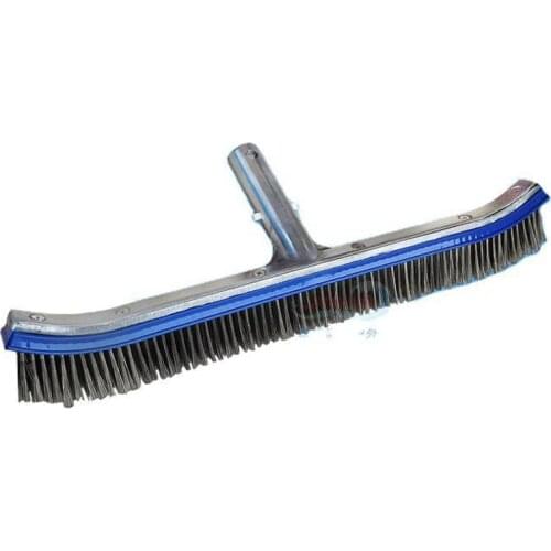 18 Inch Stainless Steel Swimming Pool Brush with Small Brush for Cleaning Walls, Tiles & Floors