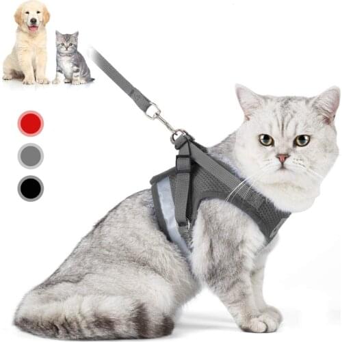 Cat Harness And Leash Set Adjustable Reflective Cat Harness Soft Padded Jacket Chihuahua Dog Harness Vest
