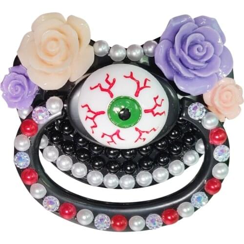 Purple flower with black eyes New Sytle DDLG Adult Silicone Nipple Adult Baby Pacifier Handmaking Pacifiers For Baby Girl Boy