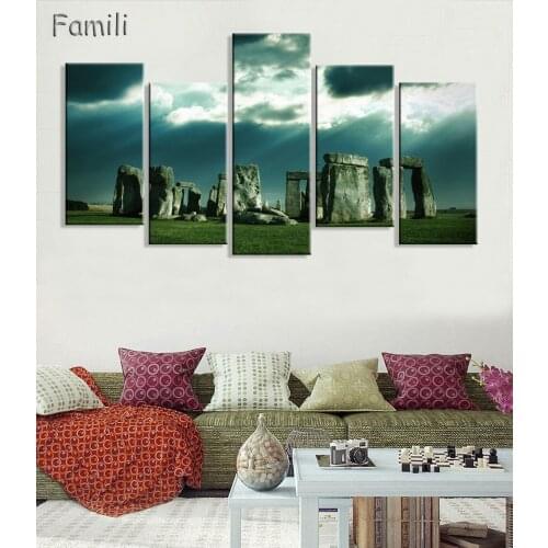 5pcs Modern Fashion stone statue Stonehenge picture decoration canvas painting wall Art living room home decor unframed