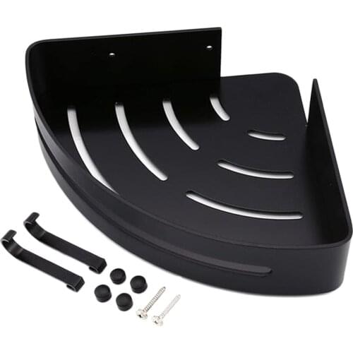 Triangular Bath Storage Holder Shelf Bathroom Corner Rack Aluminum 1-Tier