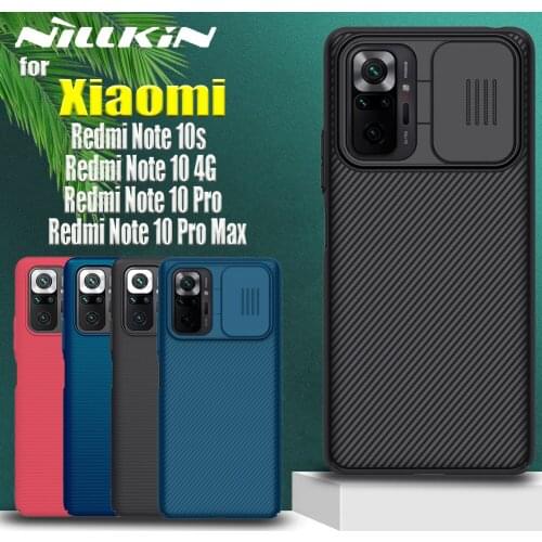 Nillkin Slide Camera Protection Case for Xiaomi Redmi Note 10 Pro Max 10T 10s 5G 4G Nilkin Frosted Shield Soft Textured Fiber