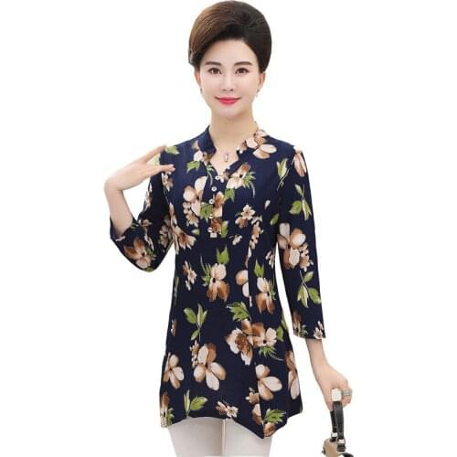 Plus Size XL-5XL Women T-Shirt 2019 Spring Long-Sleeved Casual Fashion Print Middle-aged Clothing Slim Pullover Tops Vestidos
