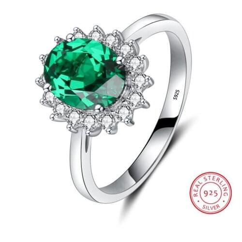 Size 5-10 Fashion Jewelry 100% Pure 925 Sterling Silver Princess Ring Green 5A CZ Zirconia Women Wedding Engagement Band Ring